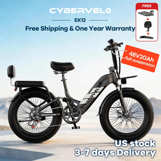 CYBERVELO EK12 1000W Fat Tire Electric Bicycle 48V 20Ah