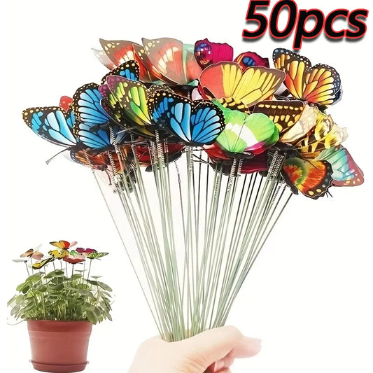 PVC Butterfly Garden Stakes Outdoor Decor 10 20 50 Pcs