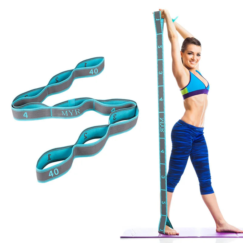 Elastic Yoga Stretching Strap With Loops For Ballet Dance Pilates