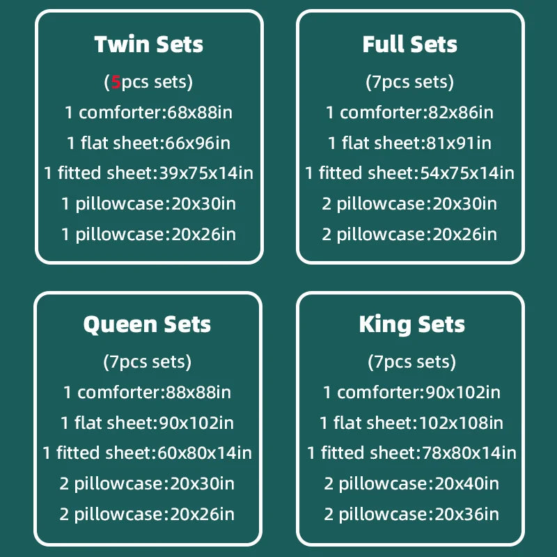 EasYum 7 Piece Bedding Set Comforter Sheets Pillowcases