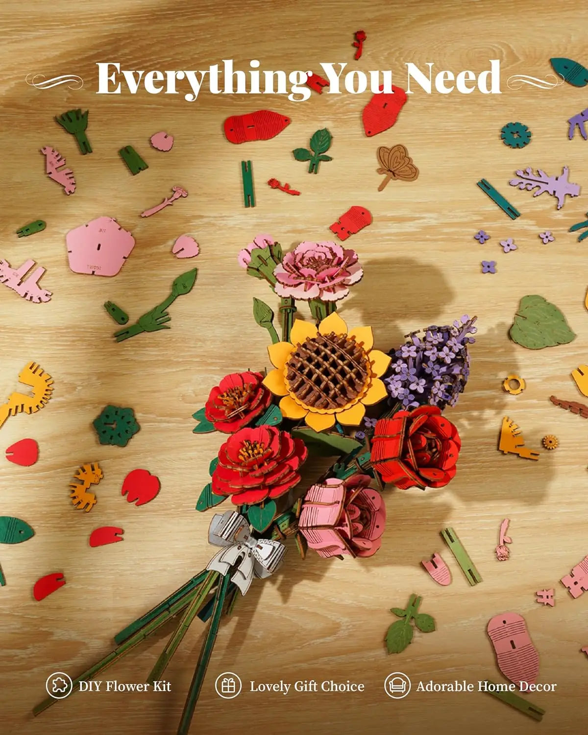 Rolife 3D Wooden Puzzle Flowers Eternal Flowers Model Kit