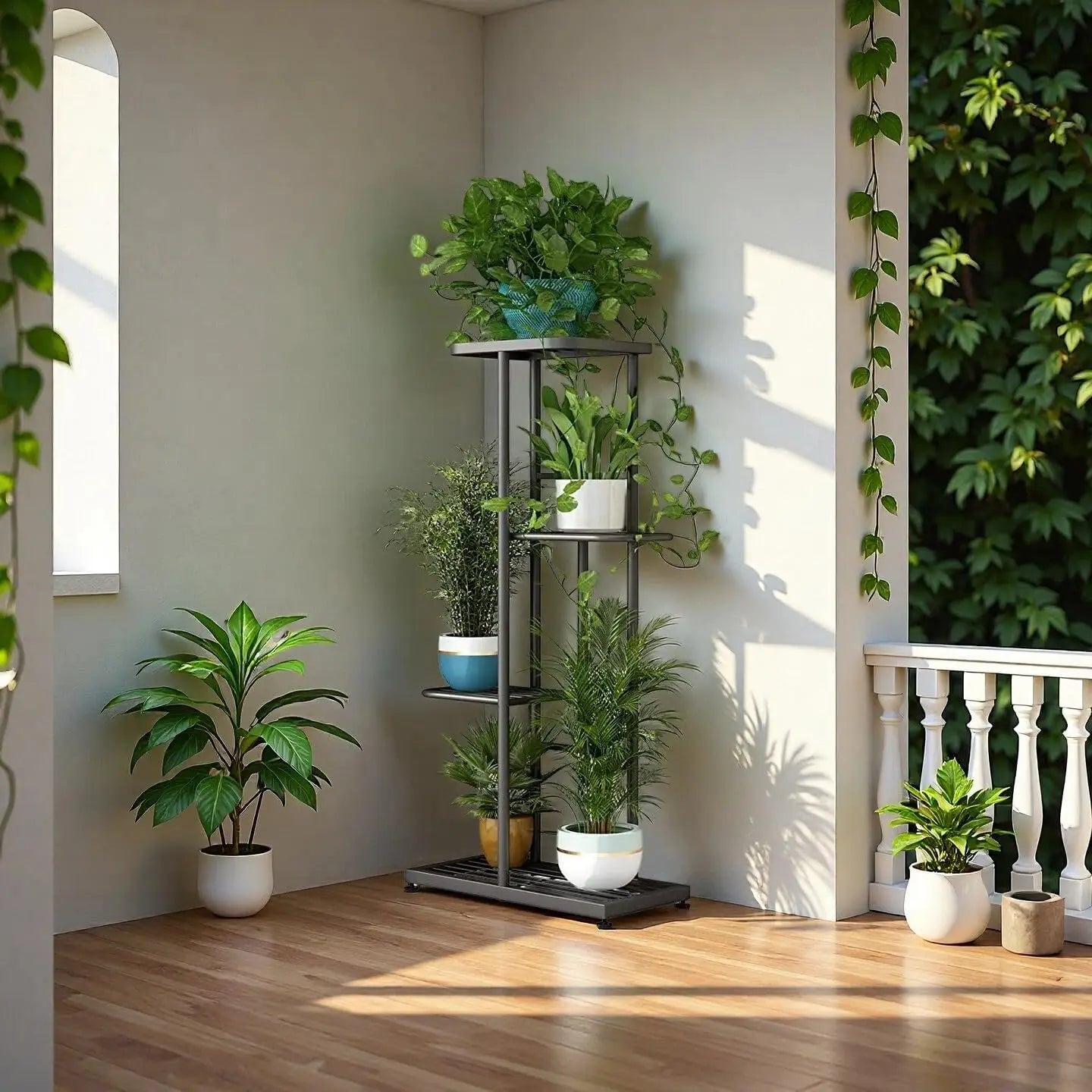 Metal Plant Stand 4 Tier Indoor Outdoor Corner Shelf