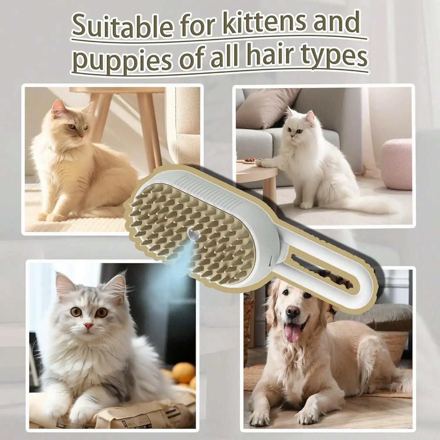Steam Brush For Cats And Dogs 4 In 1 Self Cleaning Grooming