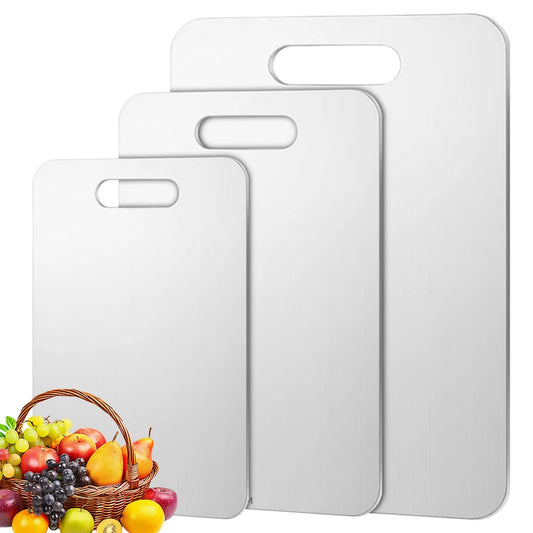 Alloet Double Sided Stainless Steel Cutting Board With Handle