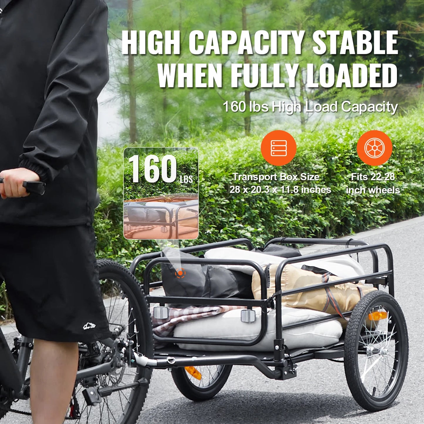 SucceBuy 160 Lbs Bike Cargo Trailer Foldable With Reflectors