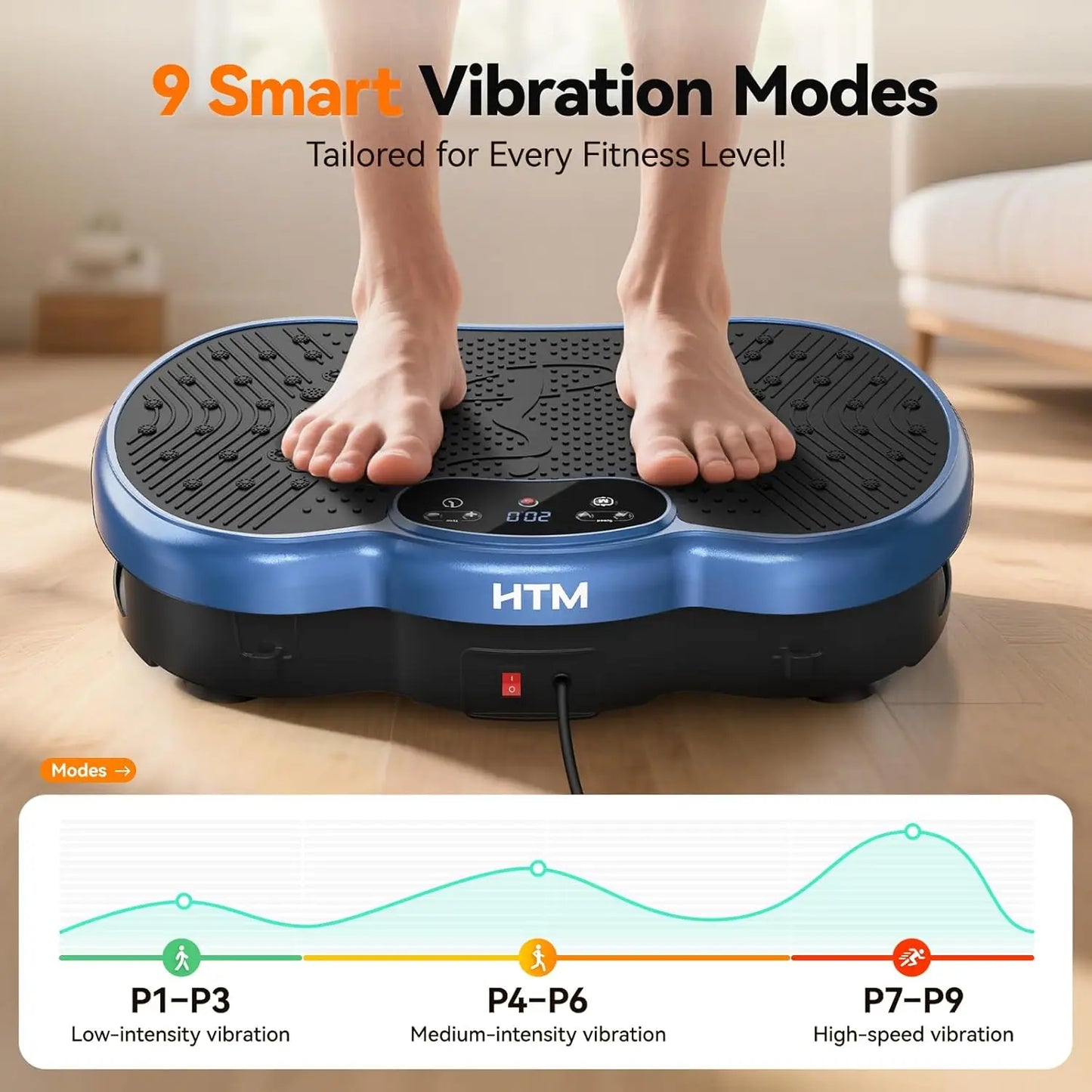 HTMM Fitness Vibration Plate Whole Body Exercise Machine Calorie Tracking