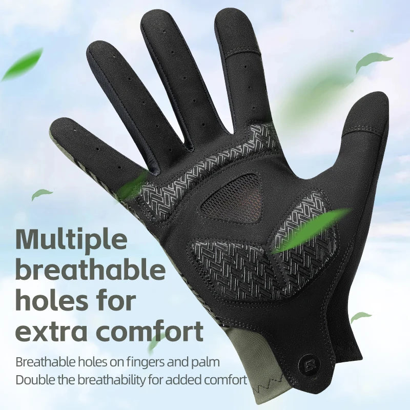 ROCKBROS Summer Cycling Gloves Breathable Non Slip Touchscreen Full Finger