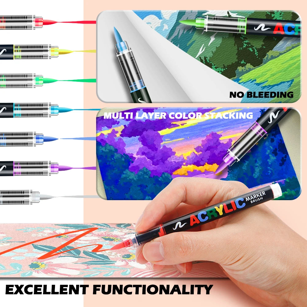 ART WALKER Acrylic Marker Set For Artwork And Craft Projects