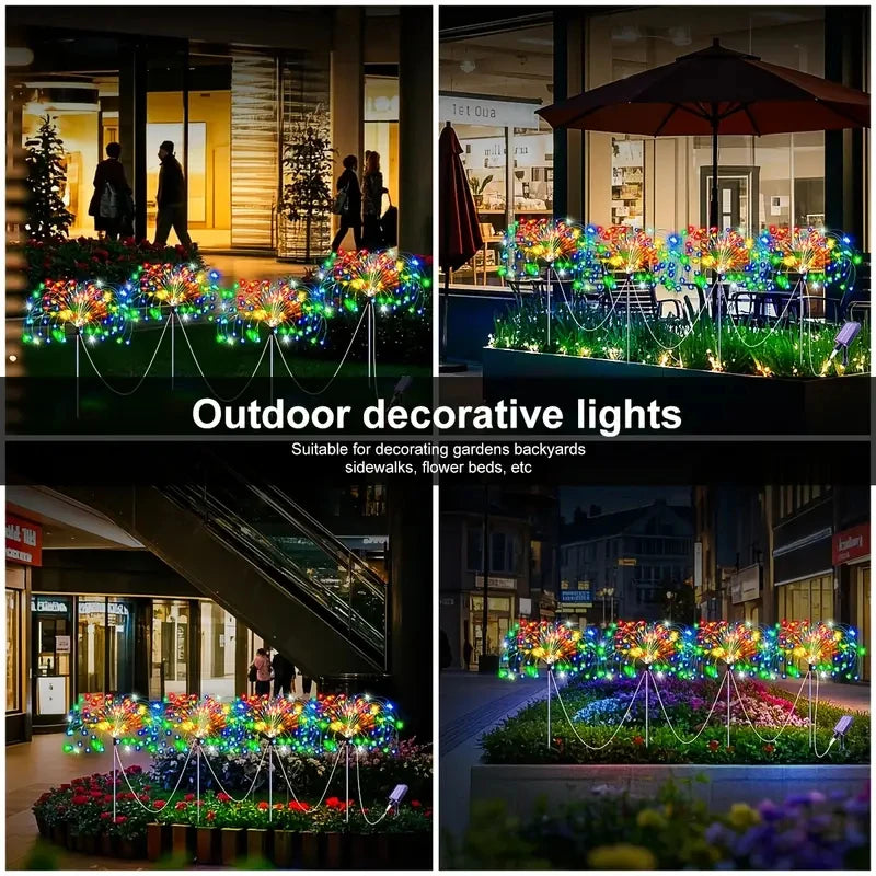 A-Convey Waterproof Solar LED Fireworks Lights Eight Modes Outdoor String