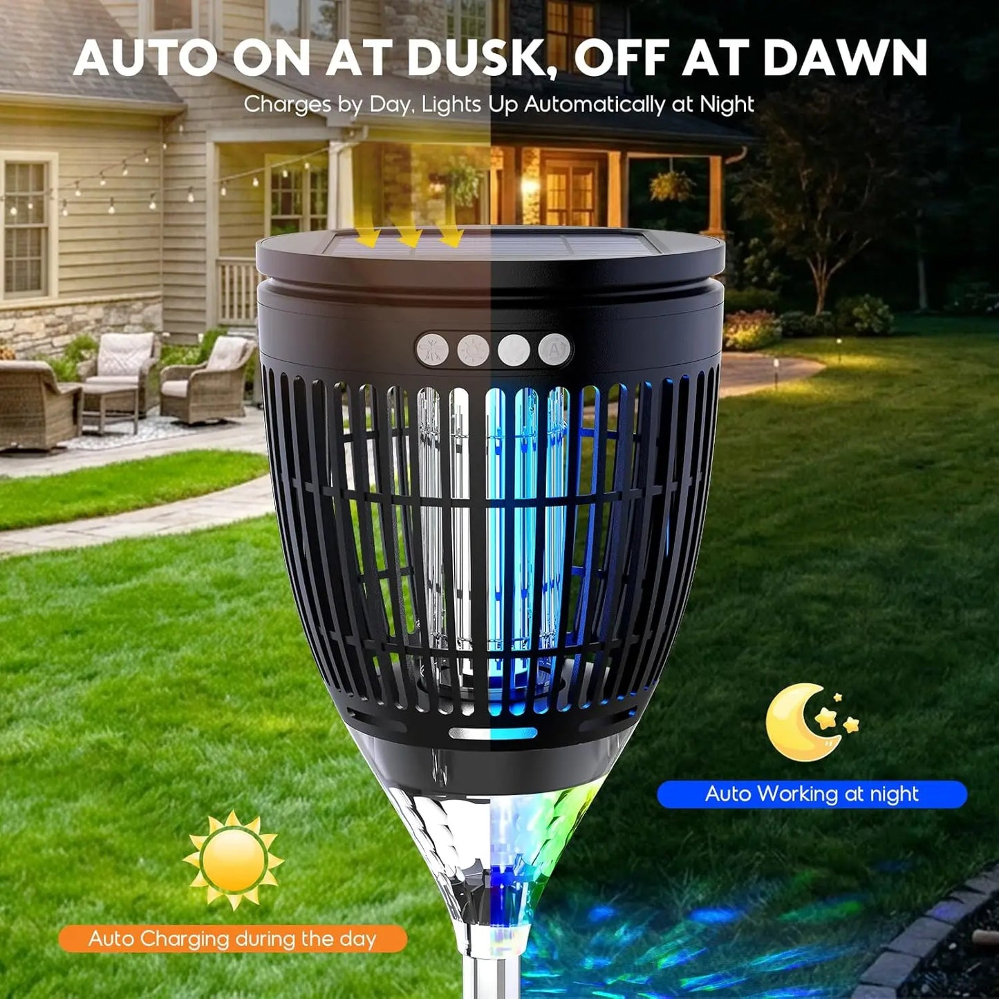 Solar Bug Zapper Outdoor 4200V 3 In 1 Mosquito Zapper