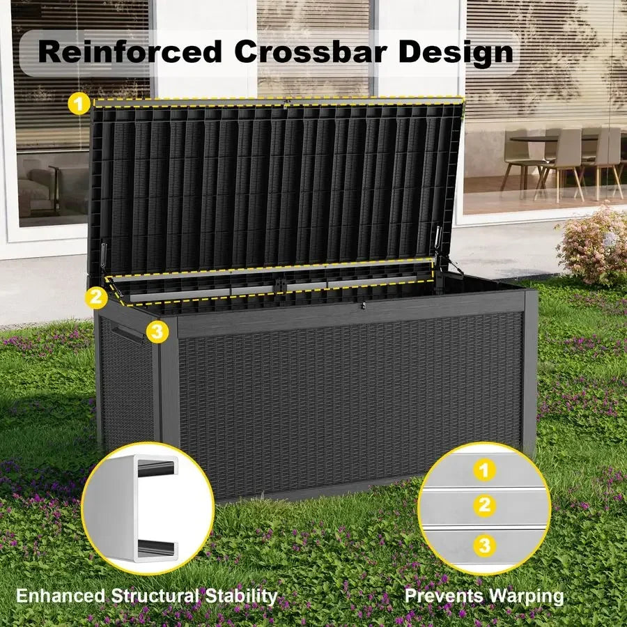 Outdoor Deck Box Lockable Waterproof Storage For Garden Tools And Cushions