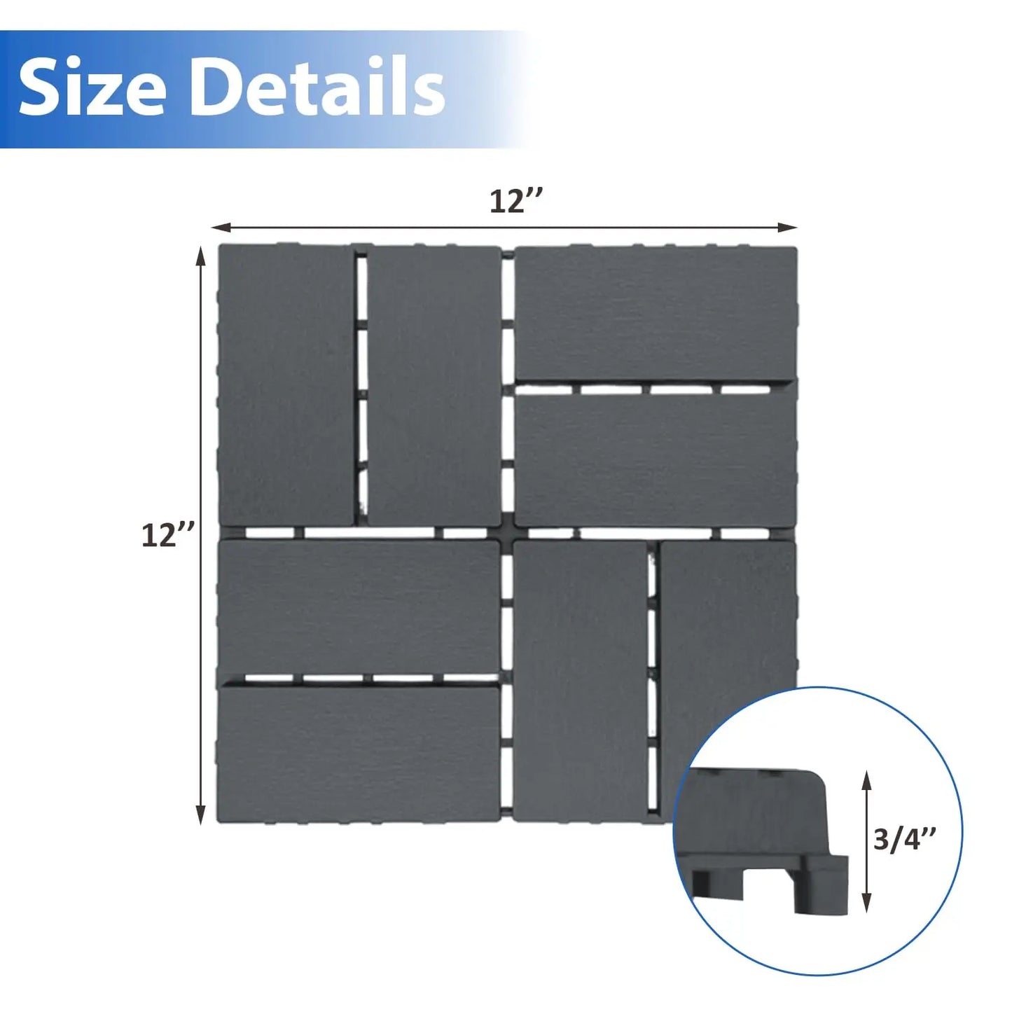 Interlocking Plastic Floor Tiles 44 Pack For Garden Walkway Patio