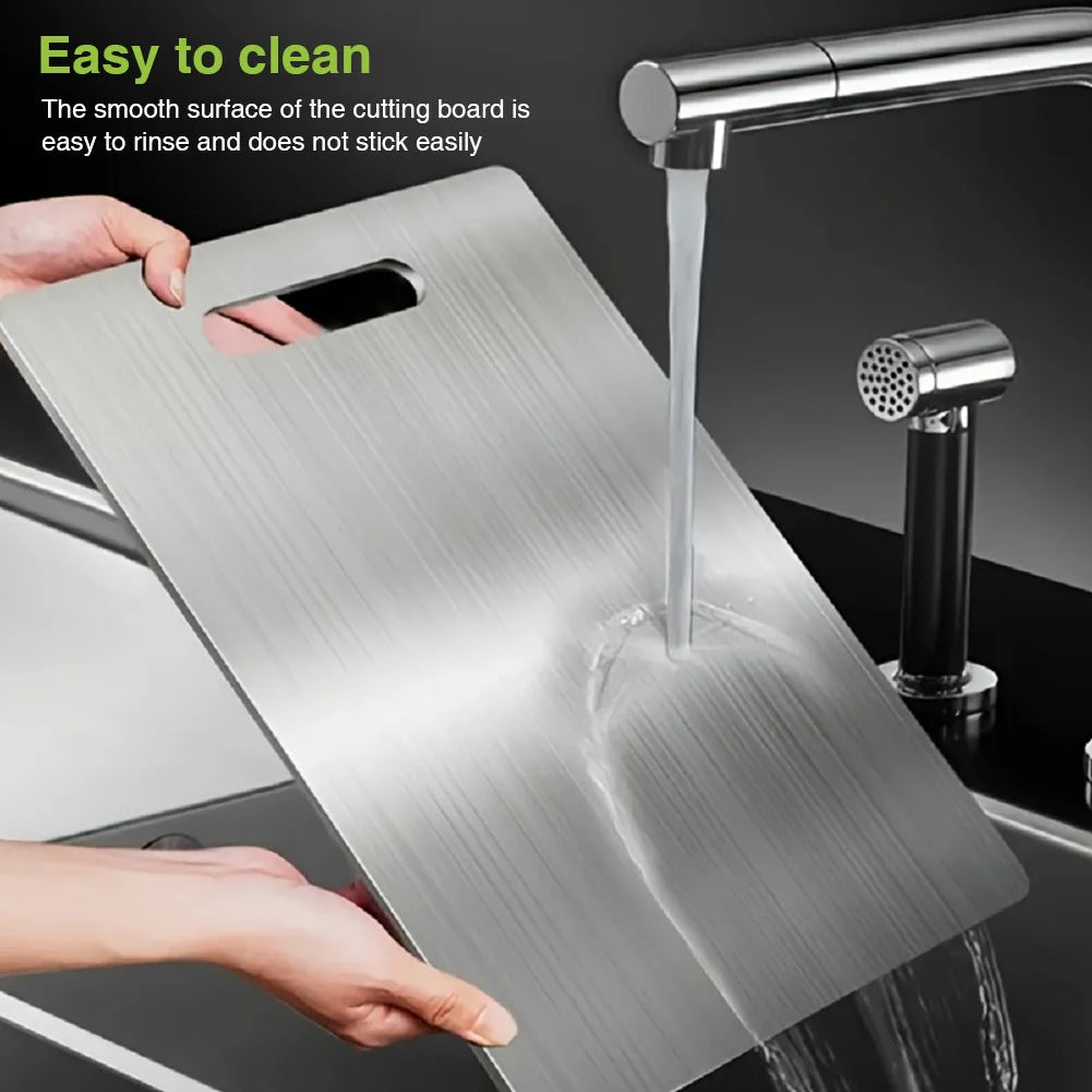 Alloet Double Sided Stainless Steel Cutting Board With Handle