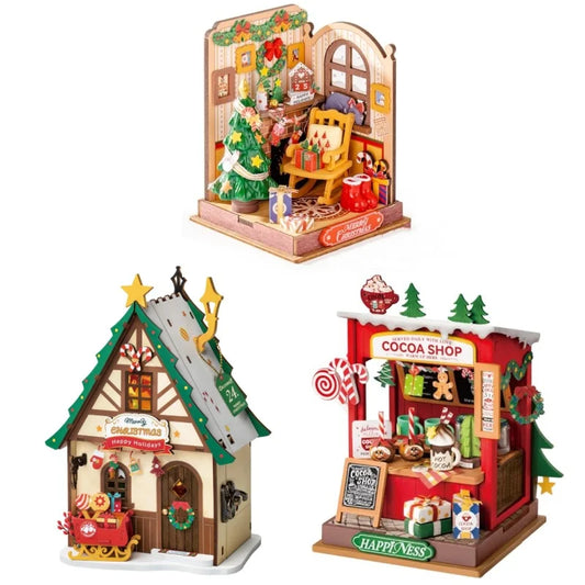 Rolife Christmas Tree Cottage Miniature House Kit DIY Craft Set