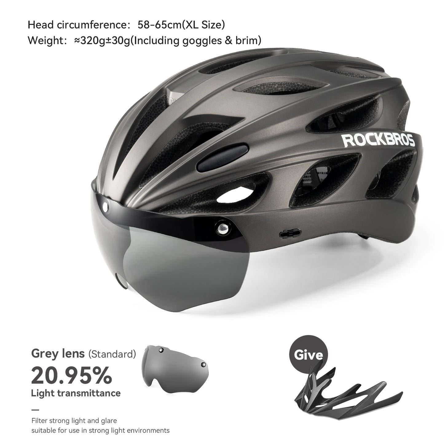 ROCKBROS Cycling Helmet With Integrated Goggles For MTB Road Use