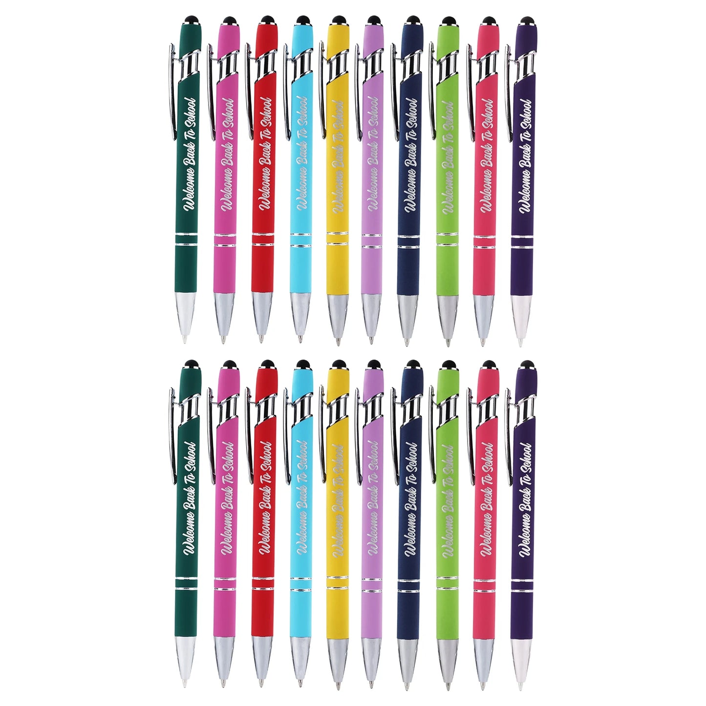 Welcome Back To School Ballpoint Pens With Stylus 20 Pack For Students