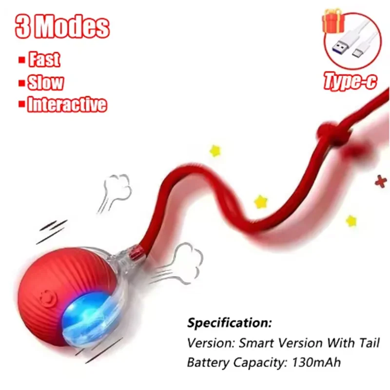 Rechargeable Automatic Rolling Ball Cat Toy Imitates Mouse