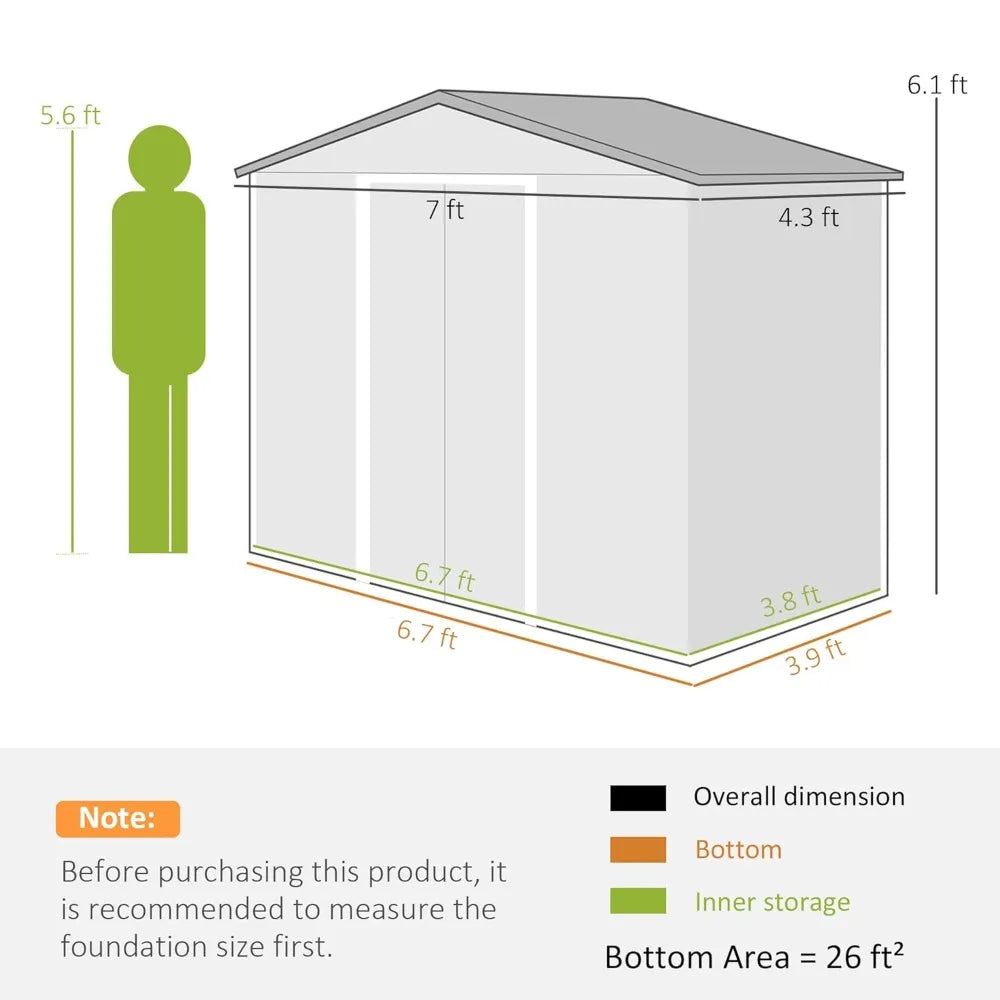 XIAOLANG Outdoor Metal Storage Shed With Foundation Kit And Lockable Doors