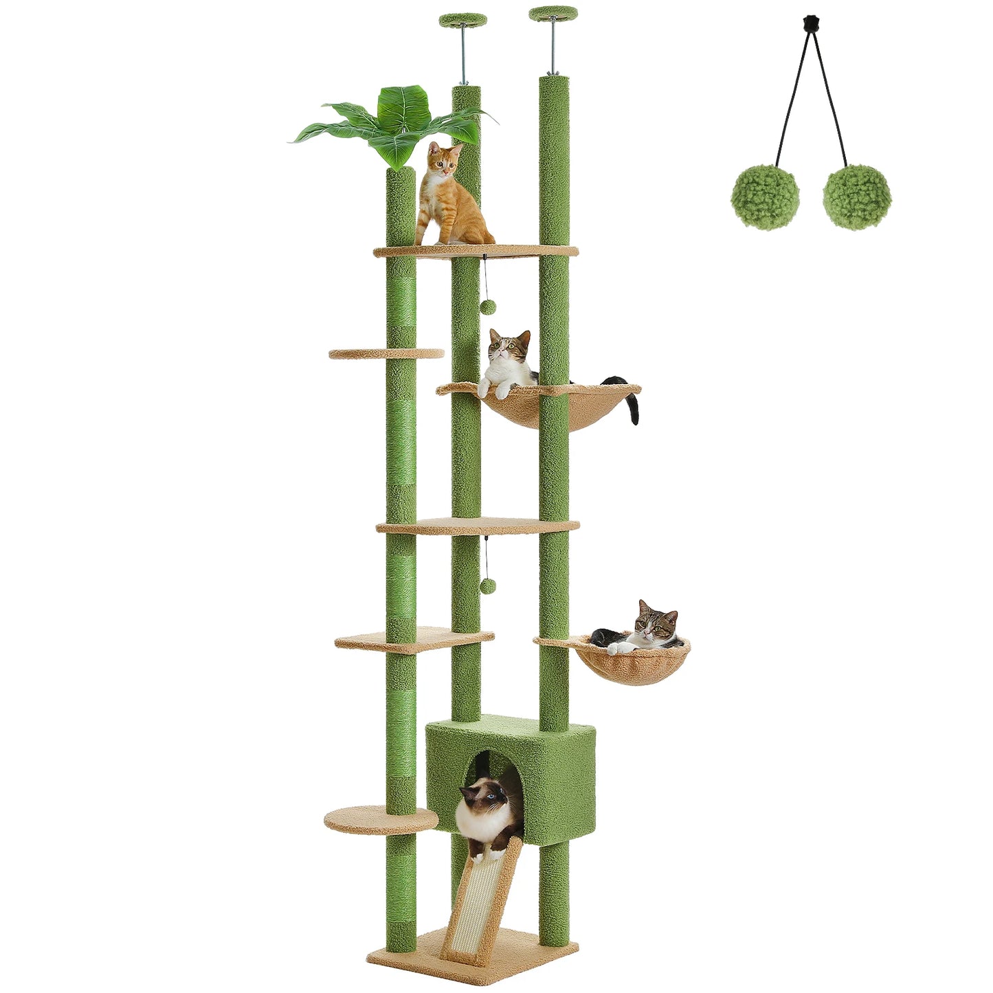 PETEPELACN Cactus Cat Tree Floor to Ceiling Cat Tower Adjustable