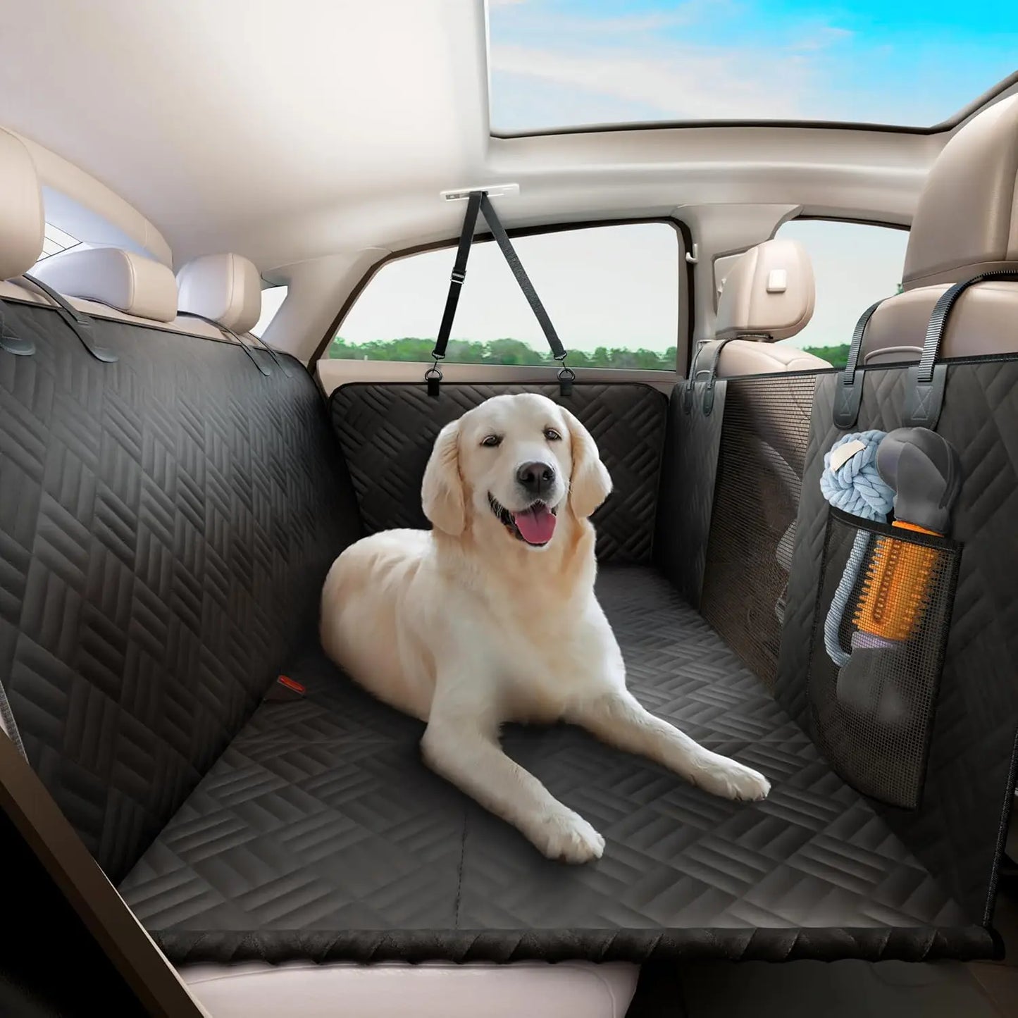NONECN Hard Bottom Dog Seat Cover for Back Seat Extender