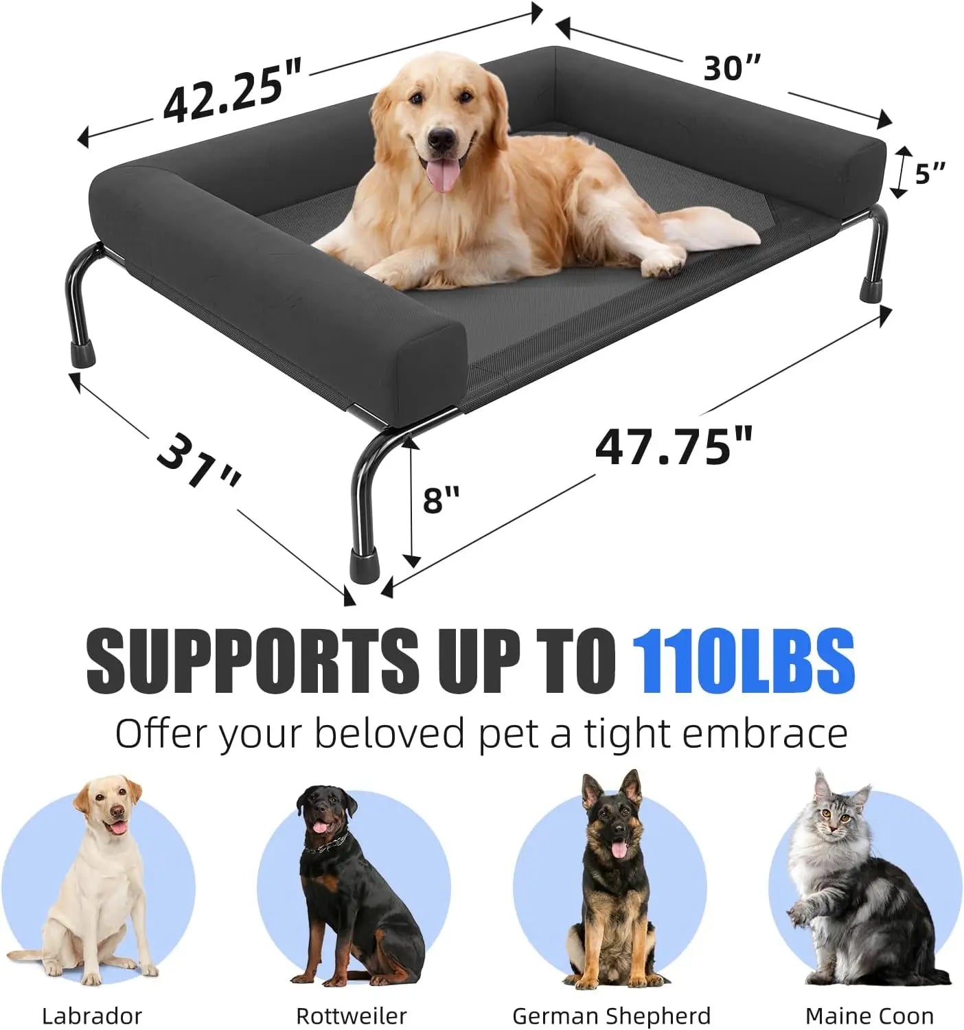 Elevated Cooling Dog Bed For Large Dogs Breathable Outdoor Cot