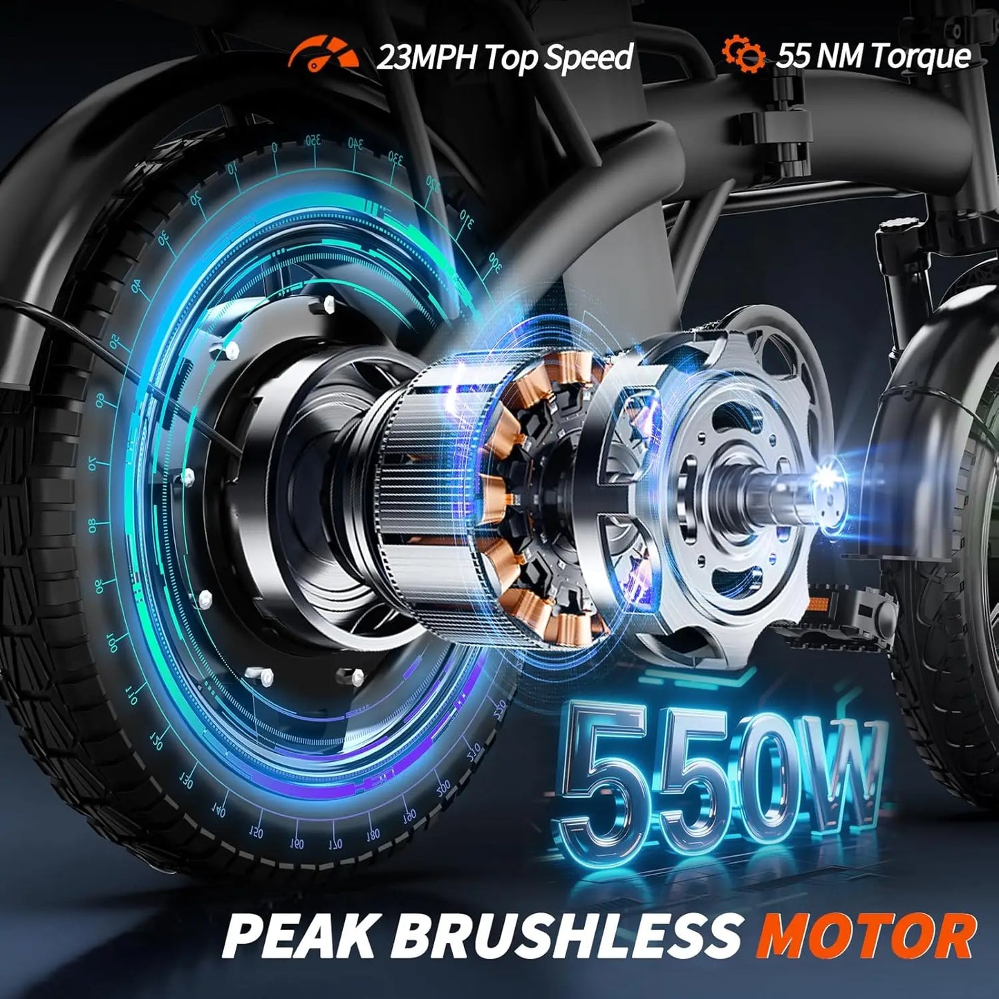Electric Folding Bike For Adults And Teens 550W 25MPH With 48V Battery