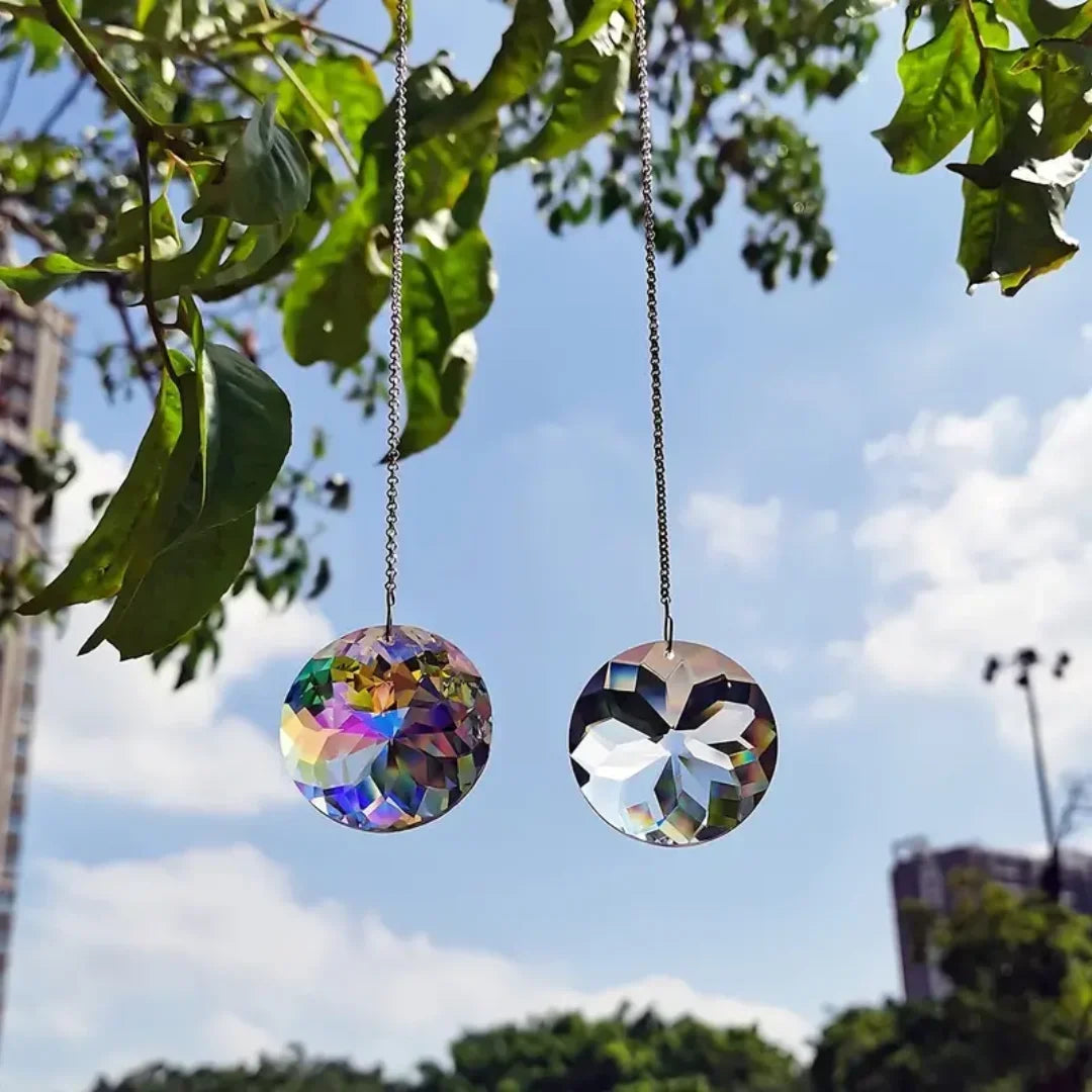 Round Crystal Sun Catchers Glass Prism Rainbow Maker For Window