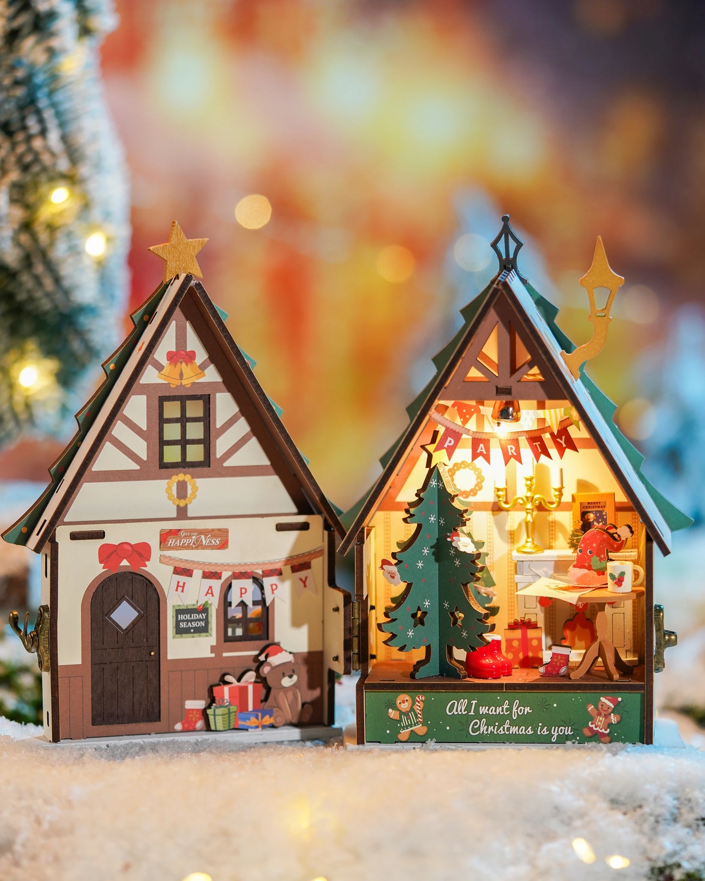 Rolife Christmas Tree Cottage Miniature House Kit DIY Craft Set