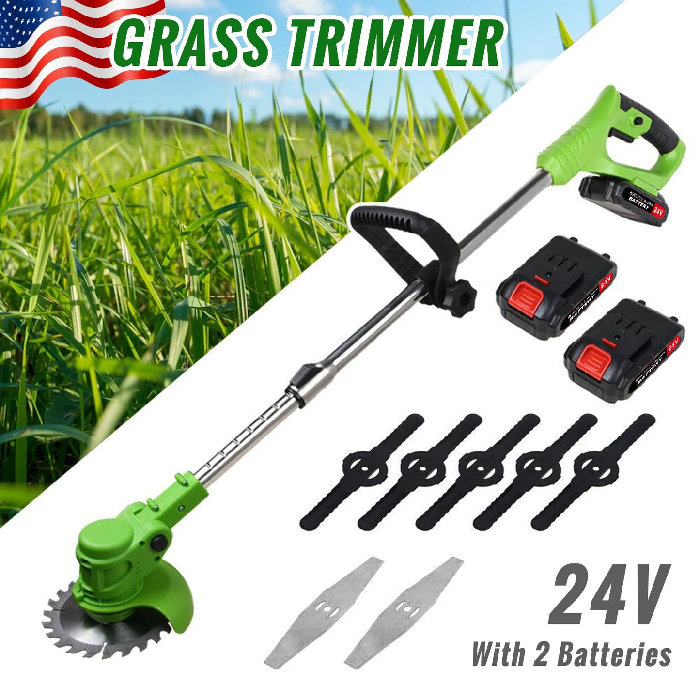 HG0076 Electric Cordless 2-In-1 Brushless Weed Trimmer For Lawn