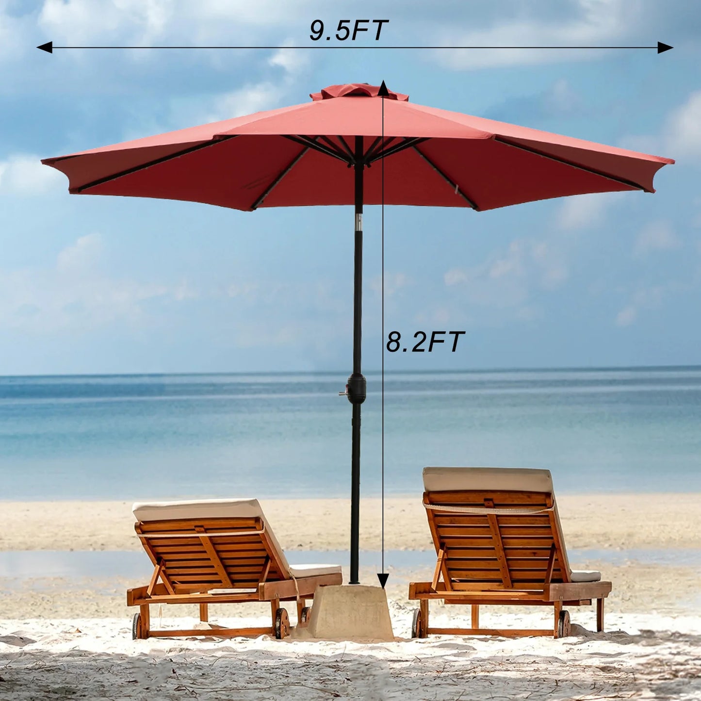 JHK Solar Patio Umbrella With 32 LED Lights Tilt UVResistant
