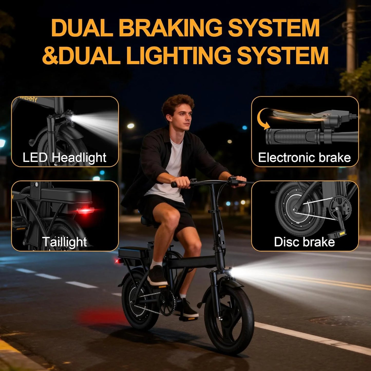 Ladped Foldable Electric Bike 500W 48V Battery Two Seat For Adults