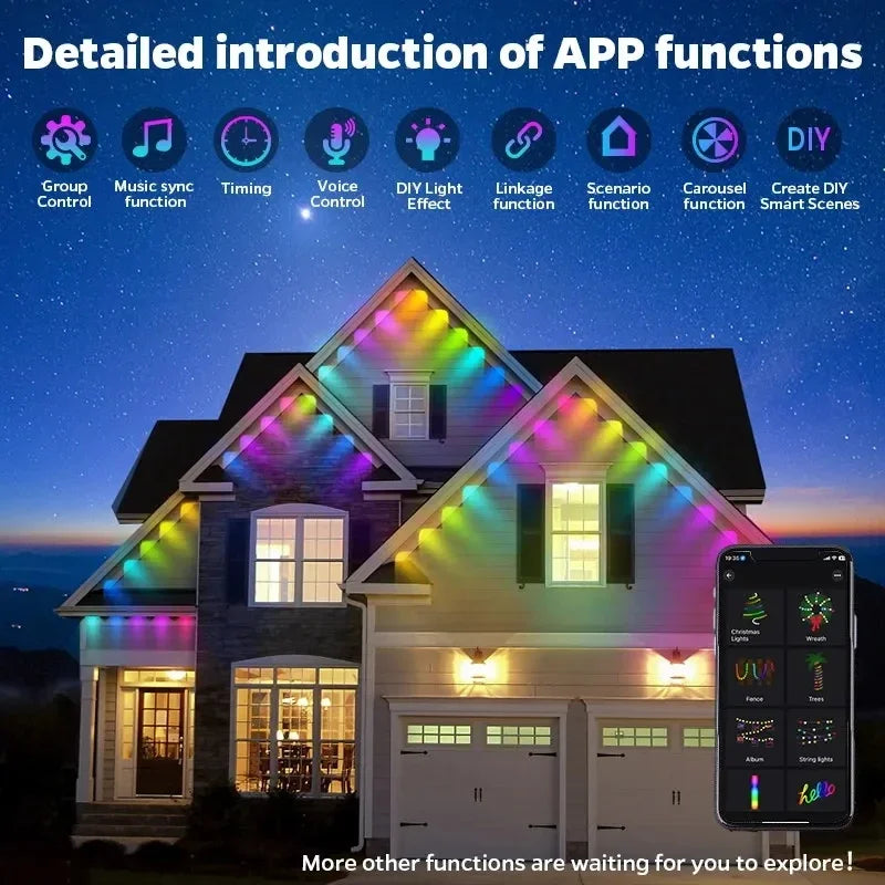 MIMIRGB Eaves Lights Outdoor LED String With Bluetooth Control