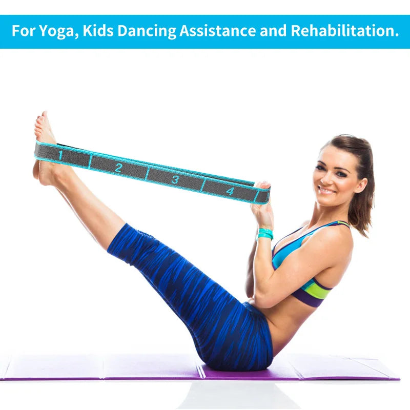 Elastic Yoga Stretching Strap With Loops For Ballet Dance Pilates