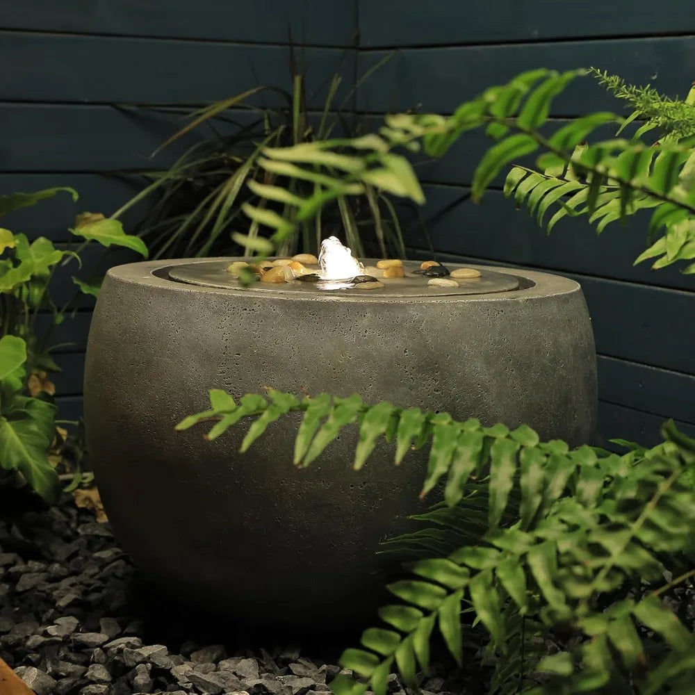 Garden Water Fountain Bubbler Water Feature With Lights And Pump