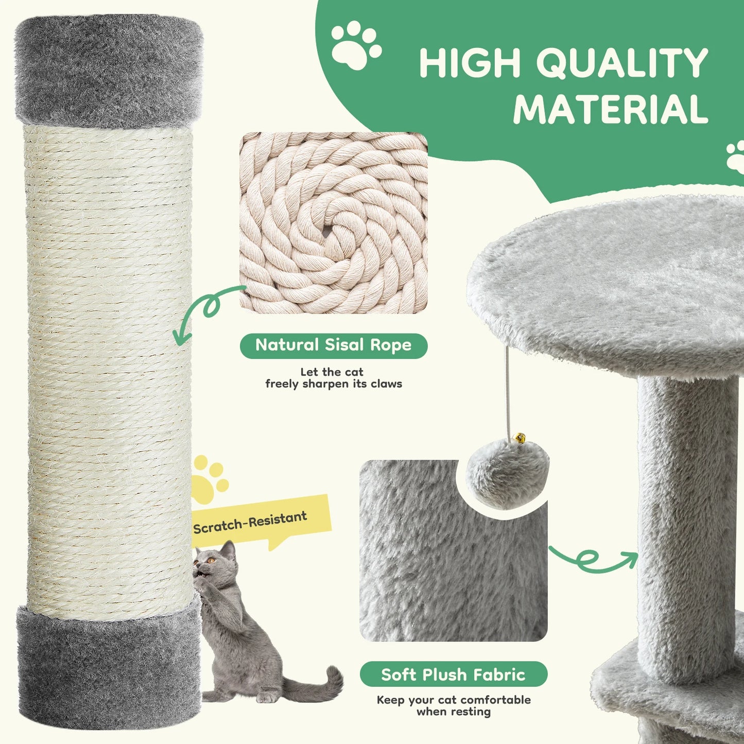 JHK Cat Tree MultiCat Climbing Tower Indoor Sisal Scratching Posts