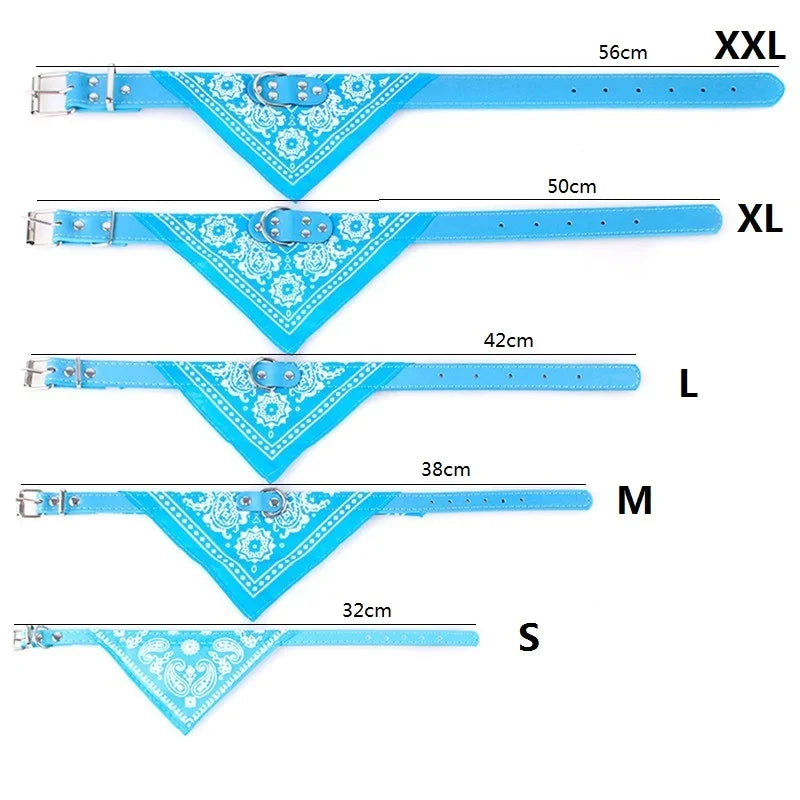 Leather Printed Adjustable Dog Bandana Collar for Chihuahua Puppy