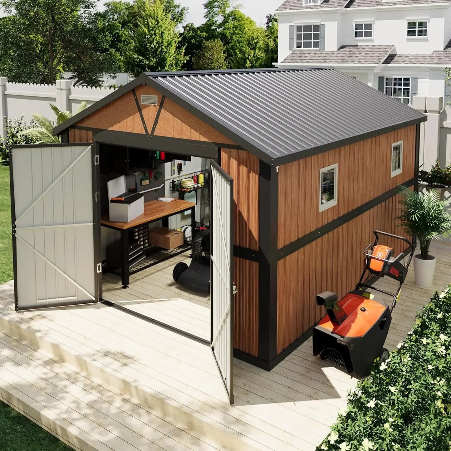 Metal Storage Shed With Lockable Doors And Window