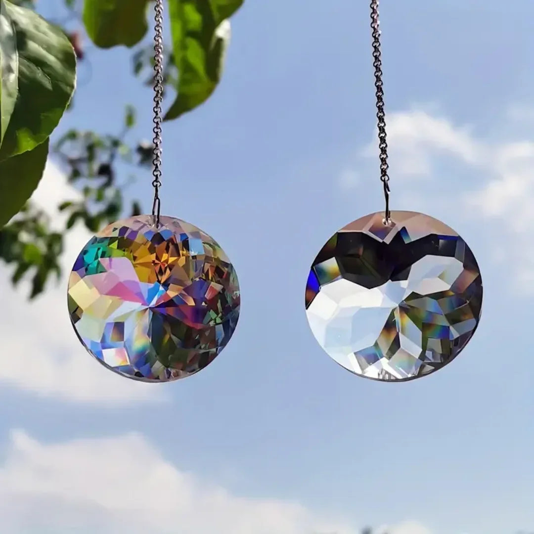 Round Crystal Sun Catchers Glass Prism Rainbow Maker For Window
