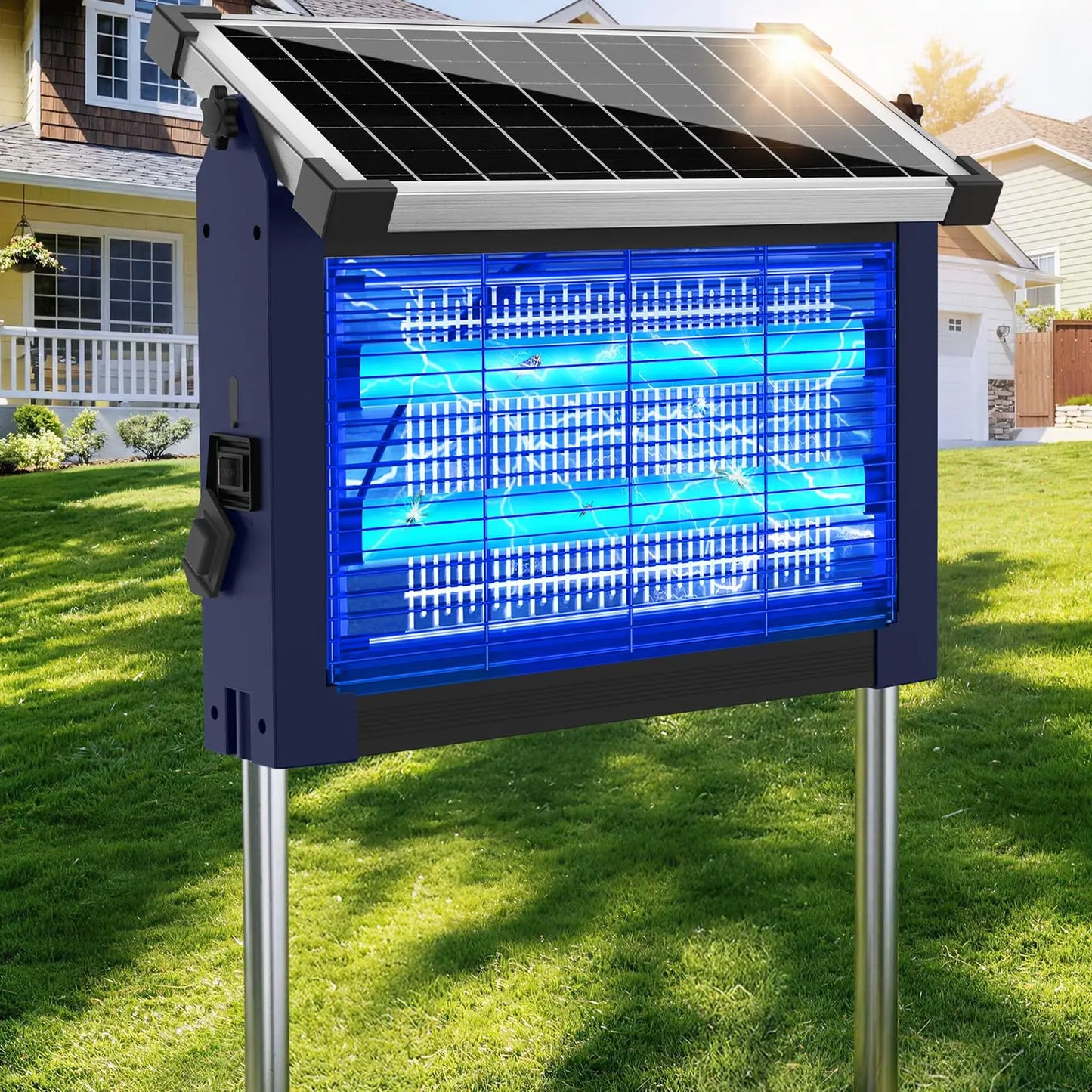 Solar Bug Zapper Outdoor Waterproof 4500V Cordless Rechargeable Mosquito Zapper