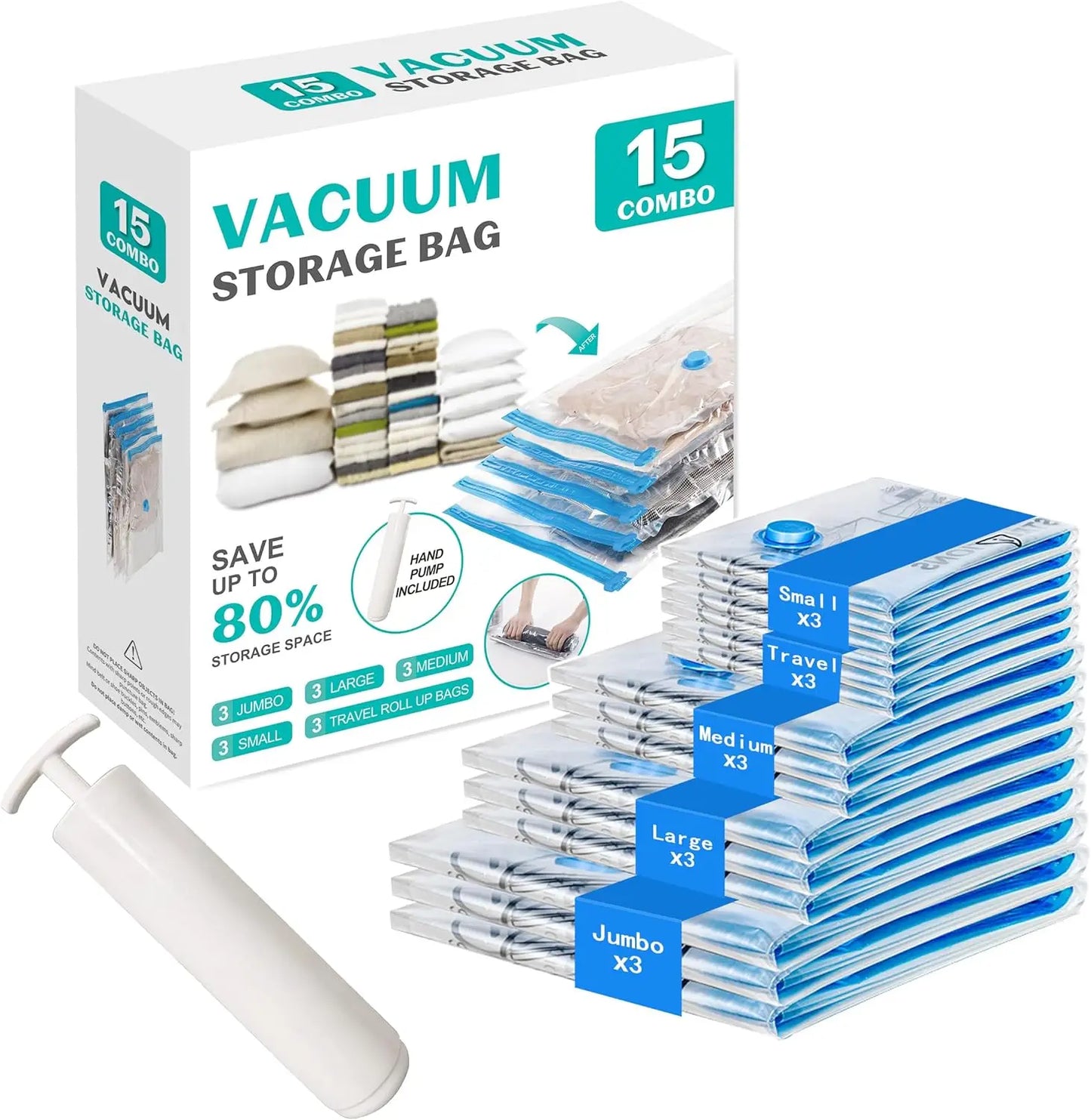 Vacuum Storage Bags With Hand Pump Space Saving For Clothes Travel