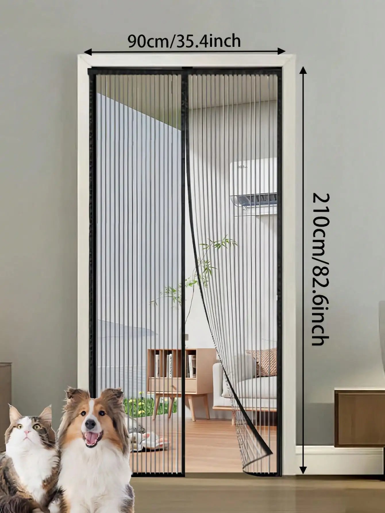 Breathable Magnetic Mosquito Screen Door With Automatic Sealing Hands Free