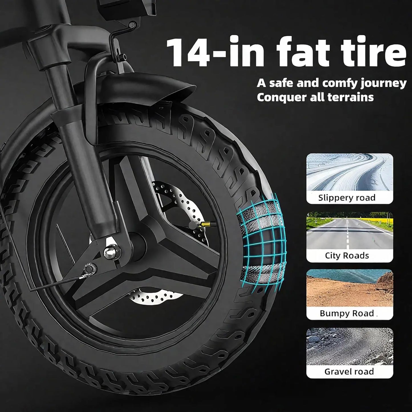 Electric Folding Bike For Adults And Teens 550W 25MPH With 48V Battery