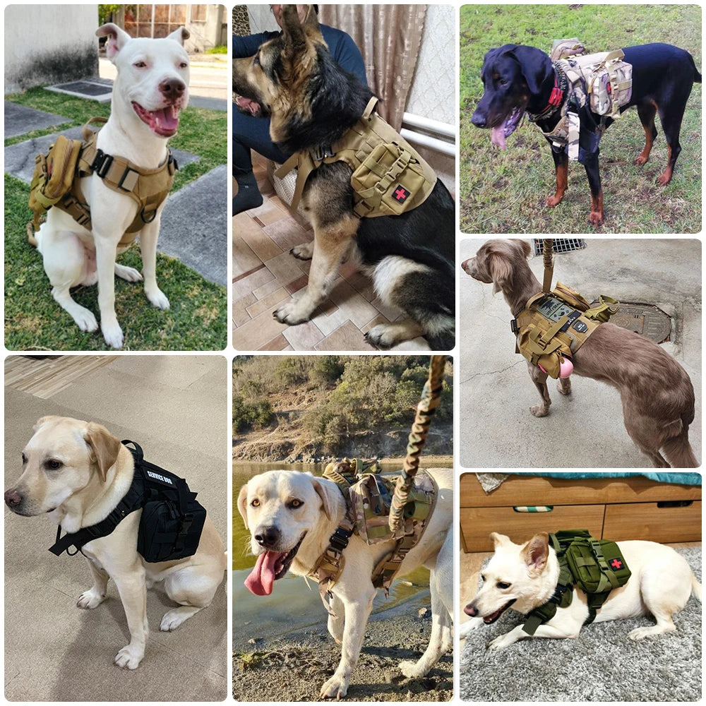 Tactical Military Dog Harness Leash Set For Large Dogs