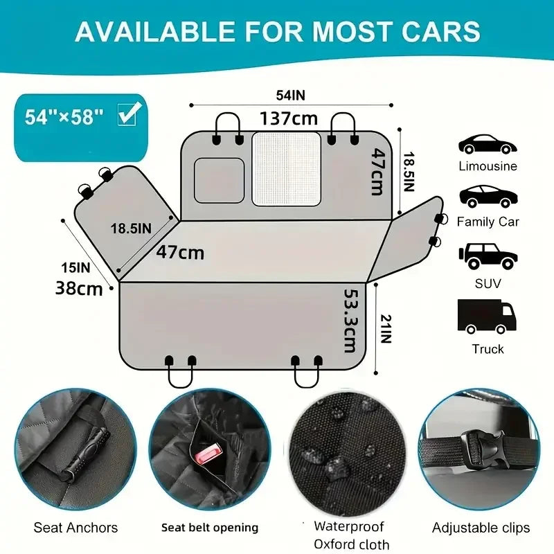 Dog Car Seat Cover Hammock Waterproof Nonslip Durable Back Seat