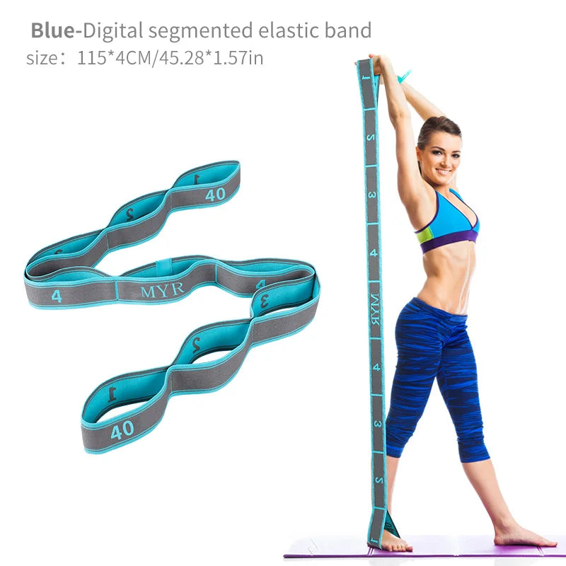 Elastic Yoga Stretching Strap With Loops For Ballet Dance Pilates