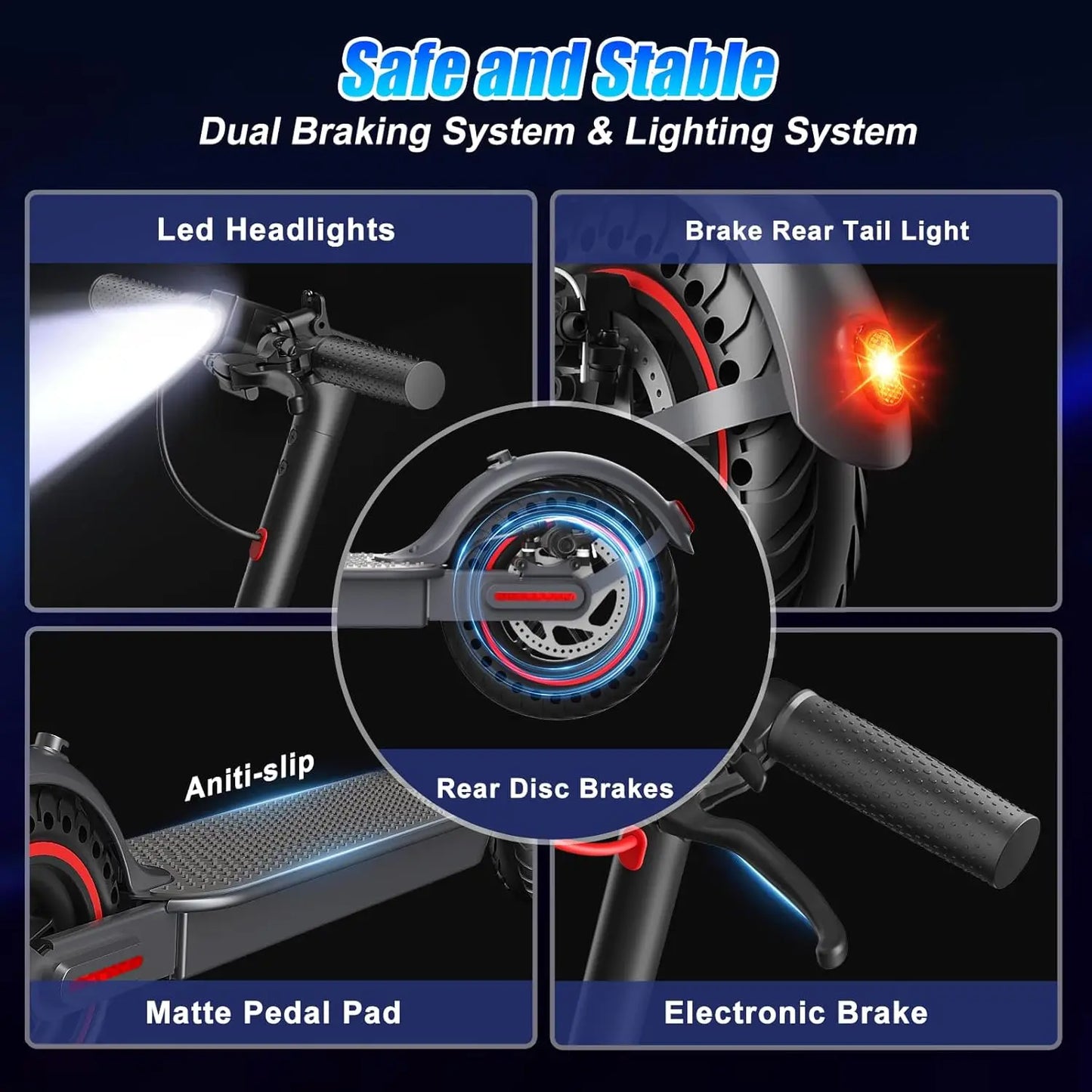 Foldable 350W Electric Scooter for Adults 36V Long Range App Control