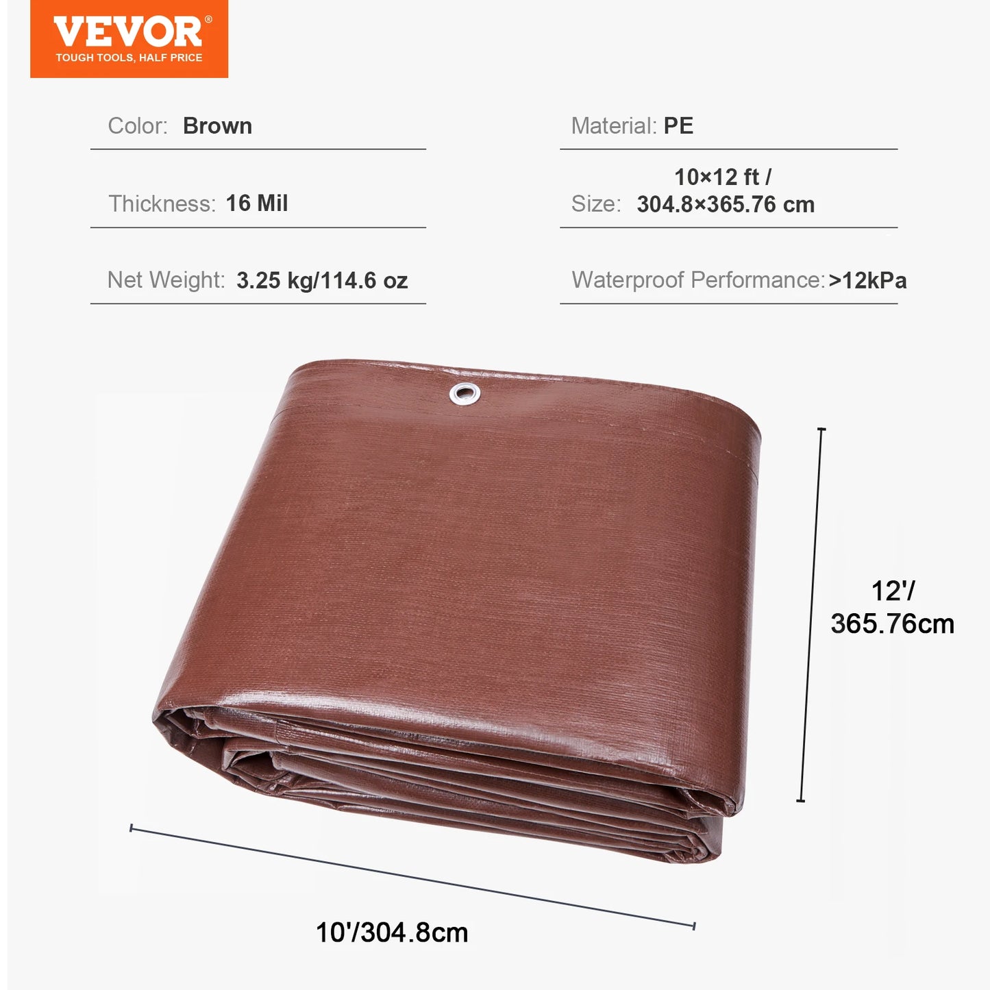 SucceBuy Heavy Duty Tarp Waterproof Poly Tarpaulin With Grommets