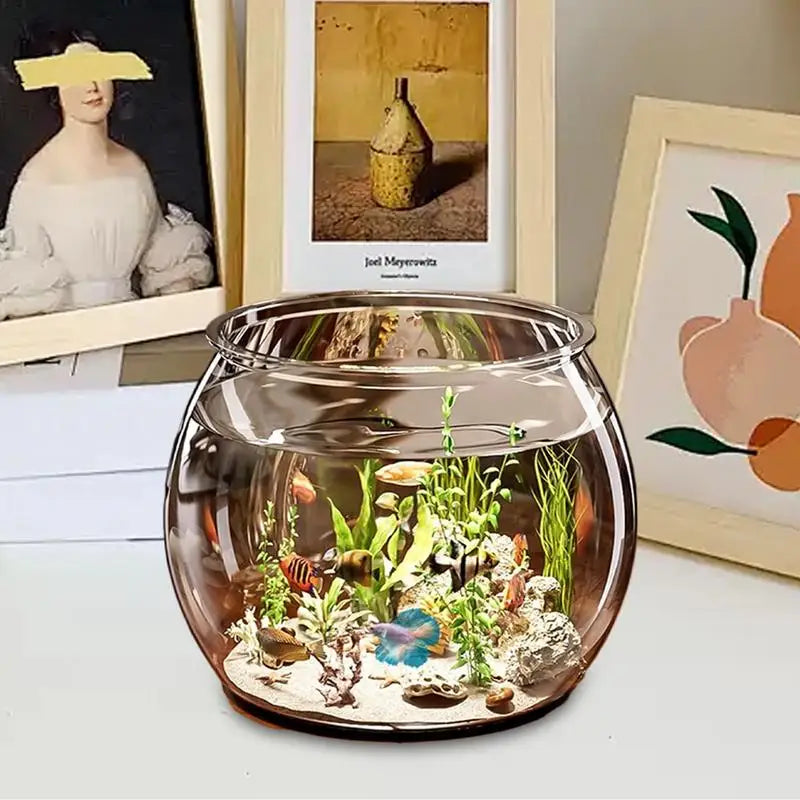 Pet Clear Round Fish Bowl Aquarium Tank Vase Decor
