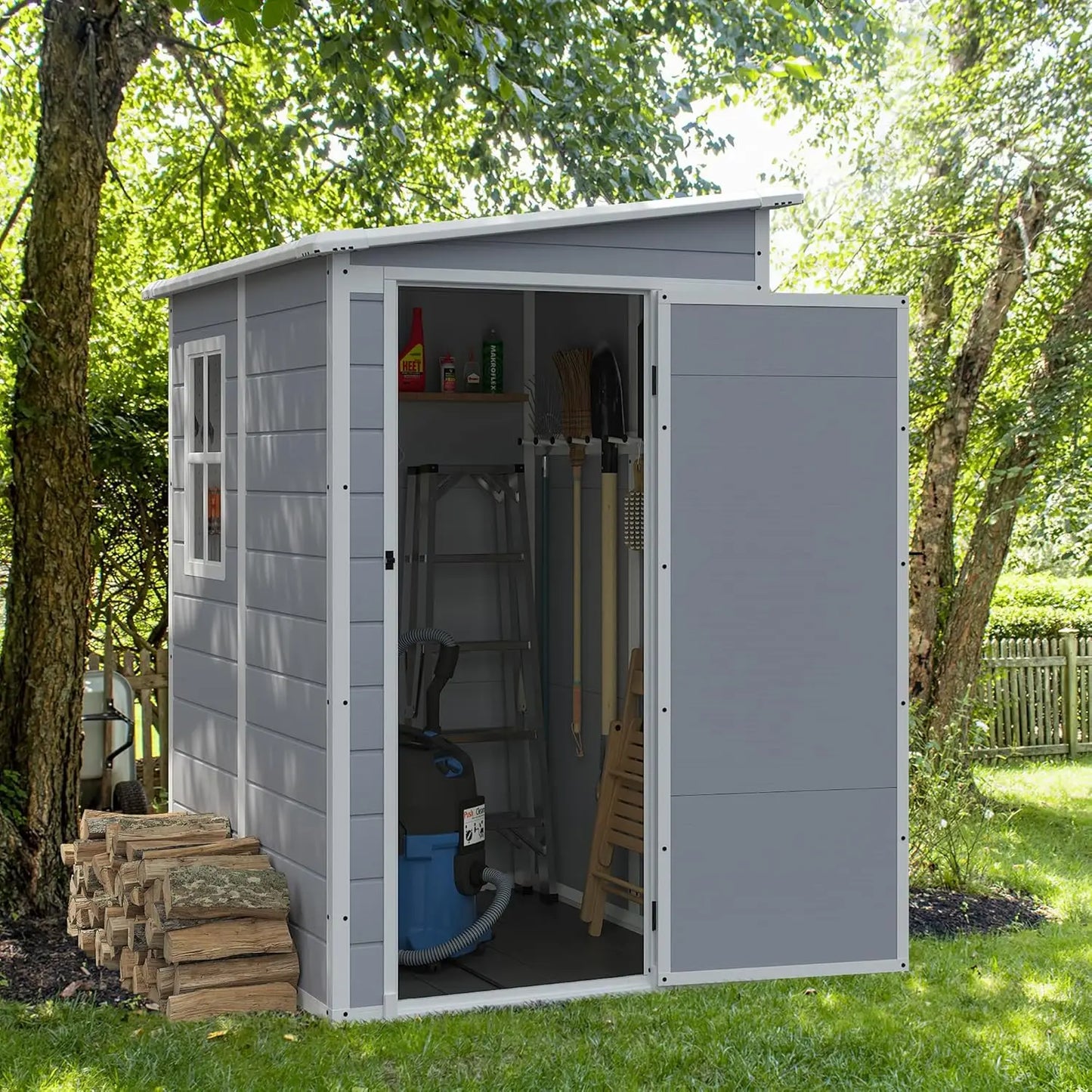 HUANZHUANG Resin Outdoor Storage Shed With Floor And Lockable Door