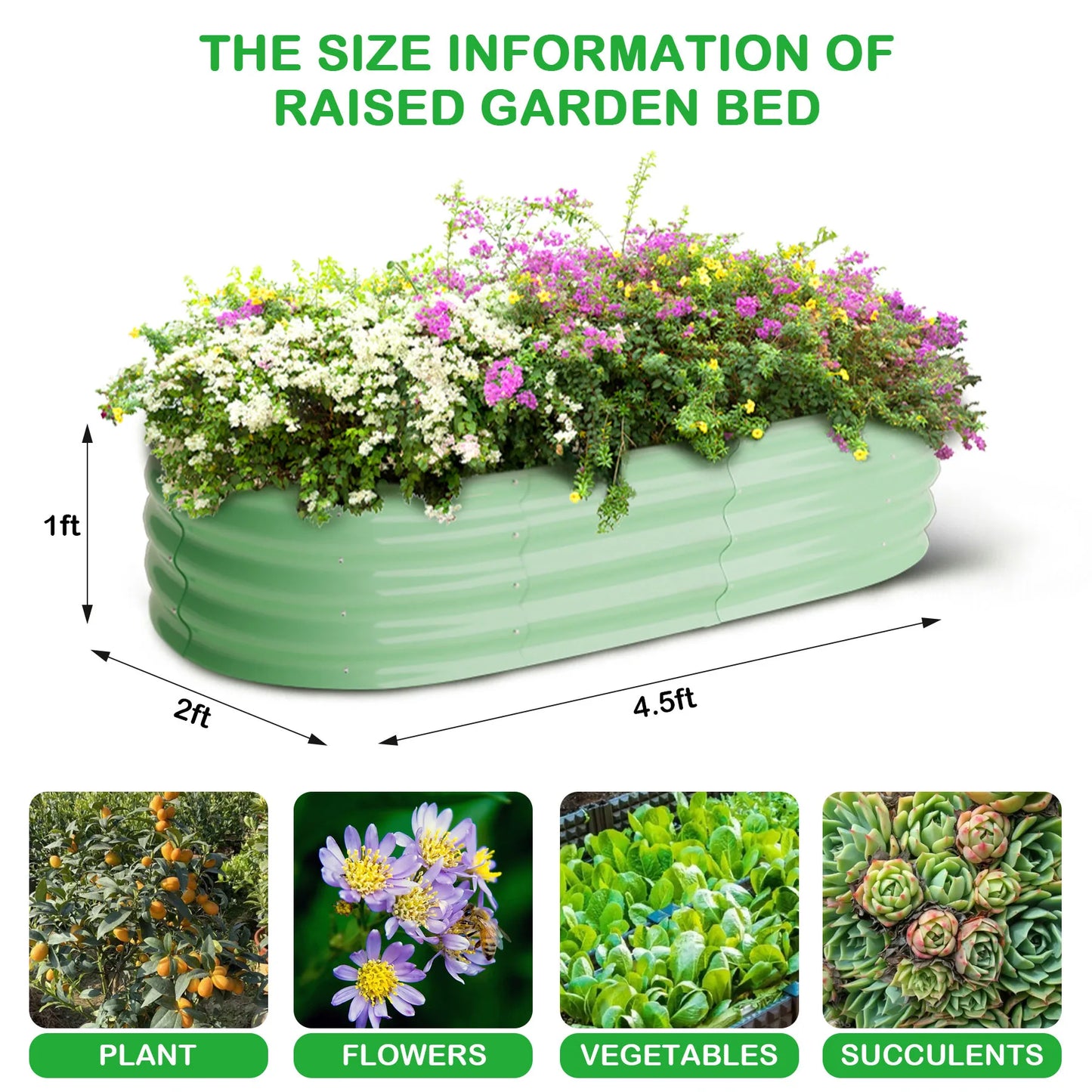 HiMISS 2 Pack Galvanized Steel Raised Garden Bed Open Base